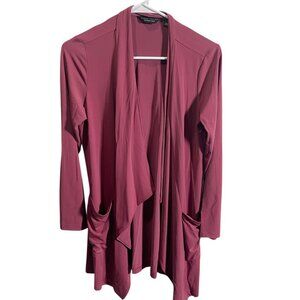 Susan Graver XS Long‎ Sleeve Open Front Cardigan Pink Pockets